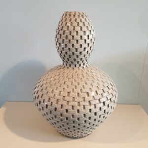 Vase Keramik grau/grün